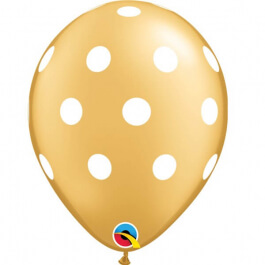 Μπαλόνια Latex χρυσό πουά "Big Polka Dots" 28εκ. (6 τεμάχια) - Κωδικός: 52958 - Qualatex