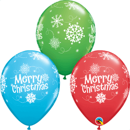 Μπαλόνια Latex "Merry Xmas Snowflakes" 28εκ. (6 τεμάχια) - Κωδικός: 55239 - Qualatex