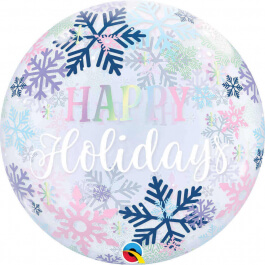 Μπαλόνι Bubble "Happy Holidays Snowflakes" 56εκ. - Κωδικός: 14834 - Qualatex