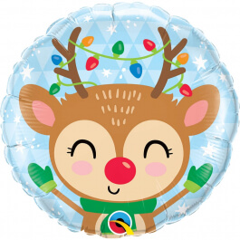 Μπαλόνι Foil "Reindeer & Colored Lights" 43εκ. - Κωδικός: 15019 - Qualatex