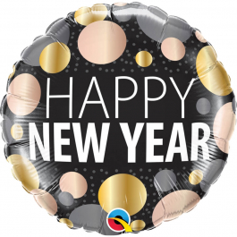 Μπαλόνι Foil "Happy New Year Metallic Dots" 43εκ. - Κωδικός: 58163 - Qualatex