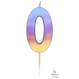 Κερί Νούμερο "0" Rainbow Ombre 6.7εκ. - Κωδικός: 15953 - Pioneer