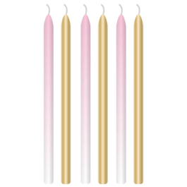 Κεριά "Ροζ και Χρυσό" 7.5εκ. (6τεμ.) - Κωδικός: M9910315 - Amscan