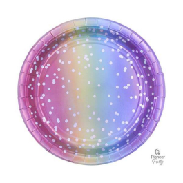 Χάρτινα Πιάτα Φαγητού "Rainbow Ombre" (8 τεμ.) - Κωδικός: 21479 - Qualatex
