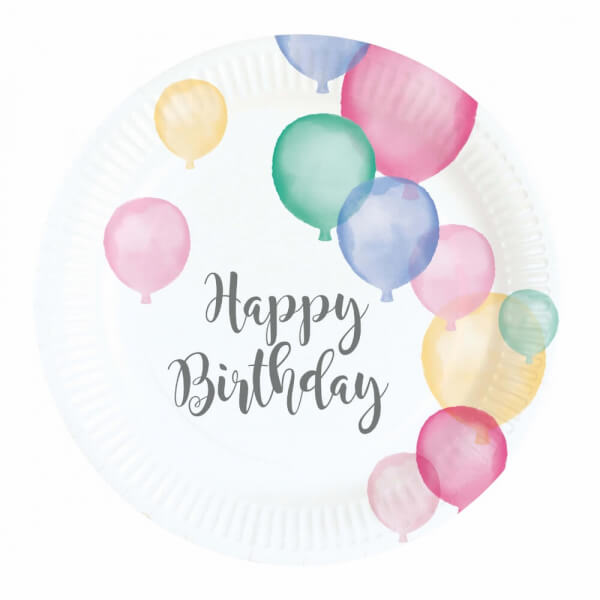 Χάρτινα Πιάτα Γλυκού "Happy Birthday Pastel" (8 τεμ.) - Κωδικός: M9903709 - Amscan
