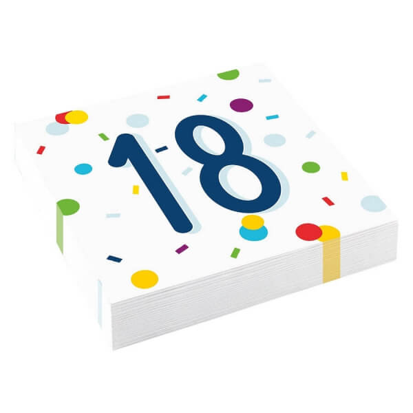 Χαρτοπετσέτες Φαγητού "18 Confetti Birthday" (20 τεμ.) - Κωδικός: M9906760 - Amscan